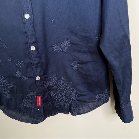 Guess Jeans Mens Navy Long Sleeve Button-Down Shirt Size S NWT - Picture 3 of 7